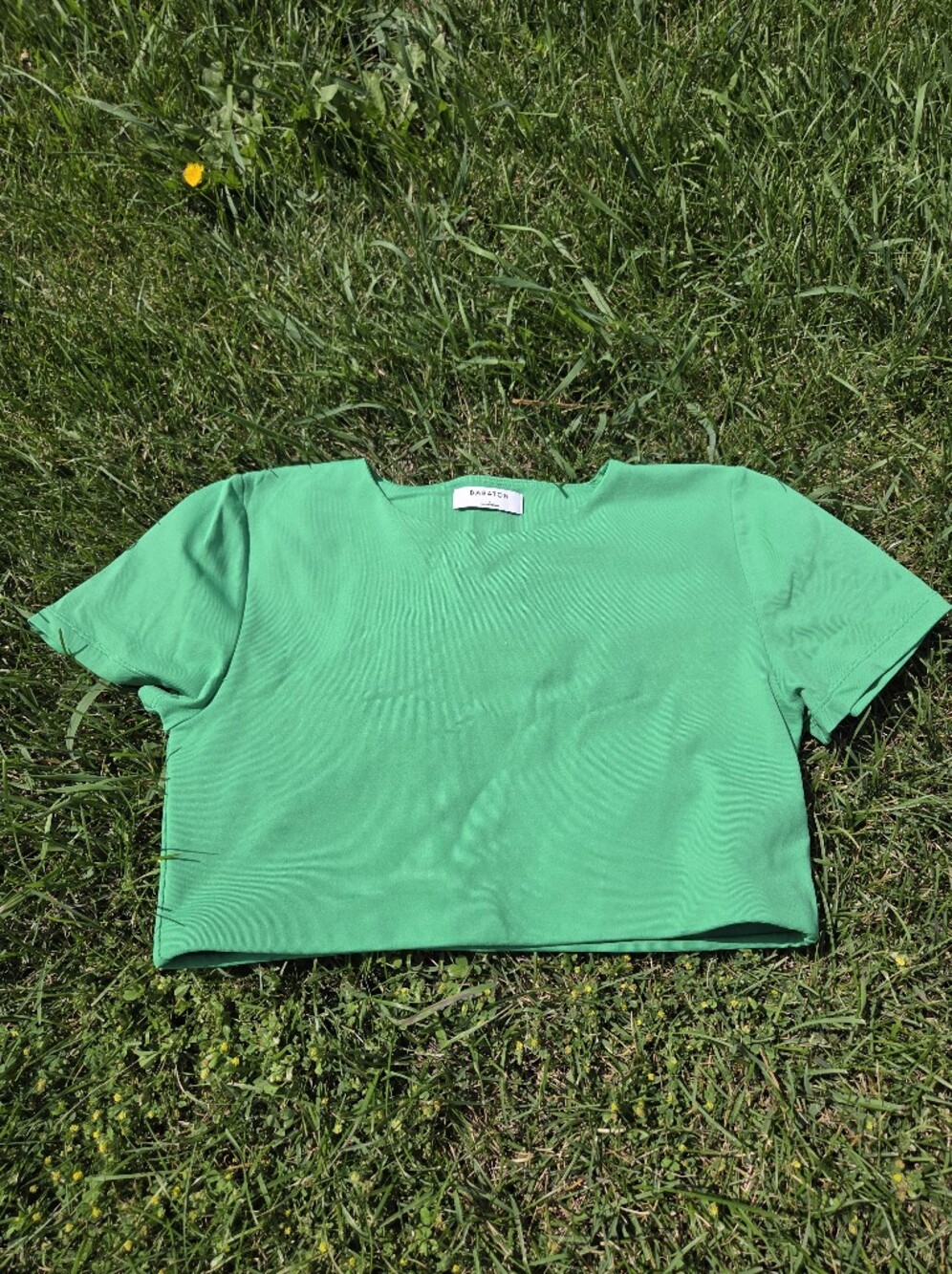 Babaton Bright Green Cropped Tee - Women's Short Sleeve Top Aritzia